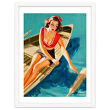 Pinup Sexy Girl In A Boat And A Lost Paddle thumbnail