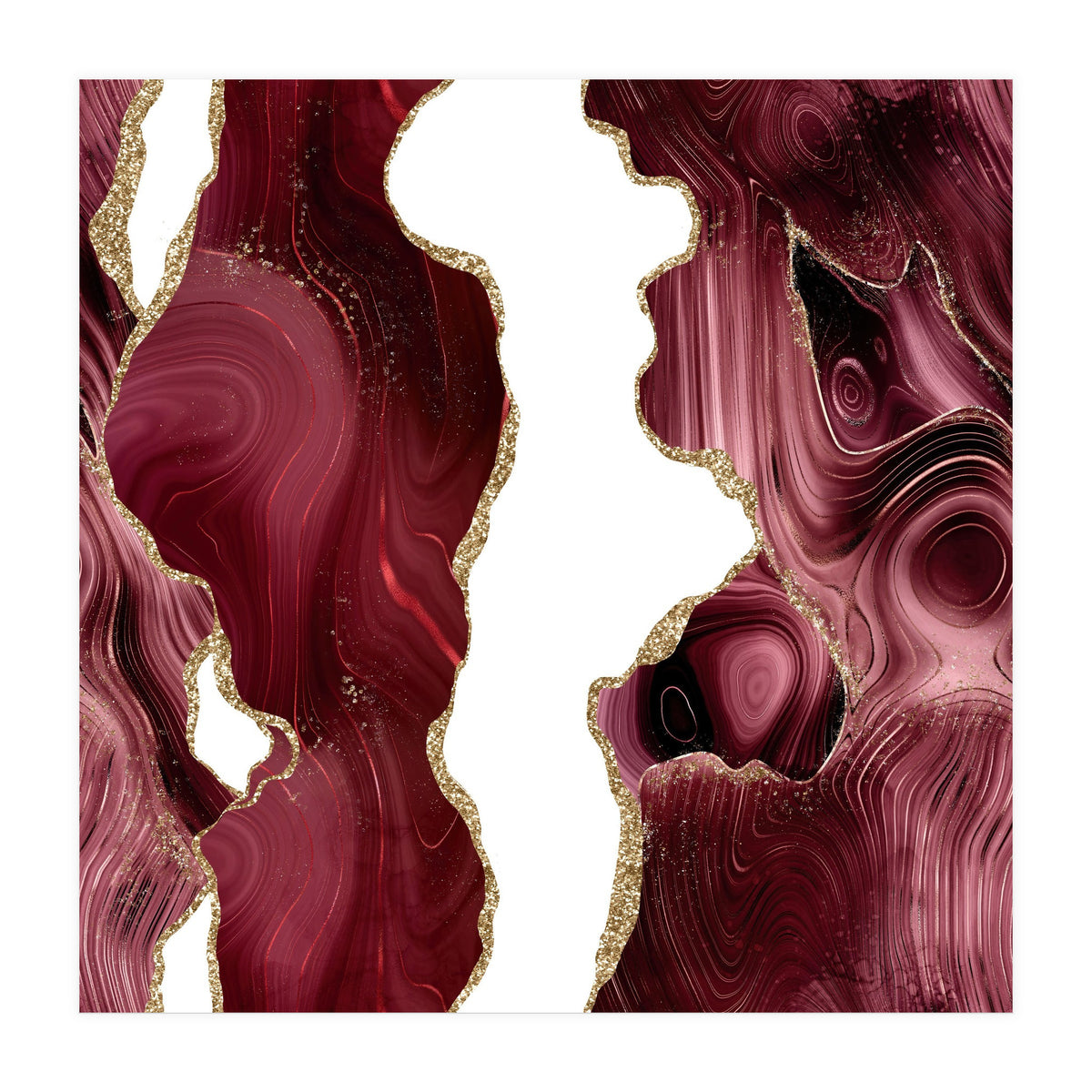 Burgundy & Gold Glitter Agate Texture 05  (Print Only)