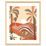 Epiphany, Pastel Rustic Sunrise Sunset, Bohemian Nature Landscape Illustration, Mountains Adventure Palm Trees thumbnail