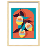 Lemon Sunset, Eclectic Botanical Colorful Bohemian Fruits, Food Pop Of Color Lime Retro thumbnail