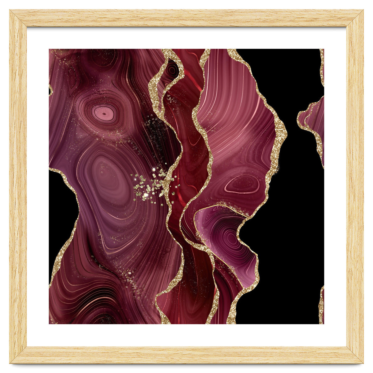 Burgundy & Gold Glitter Agate Texture 01