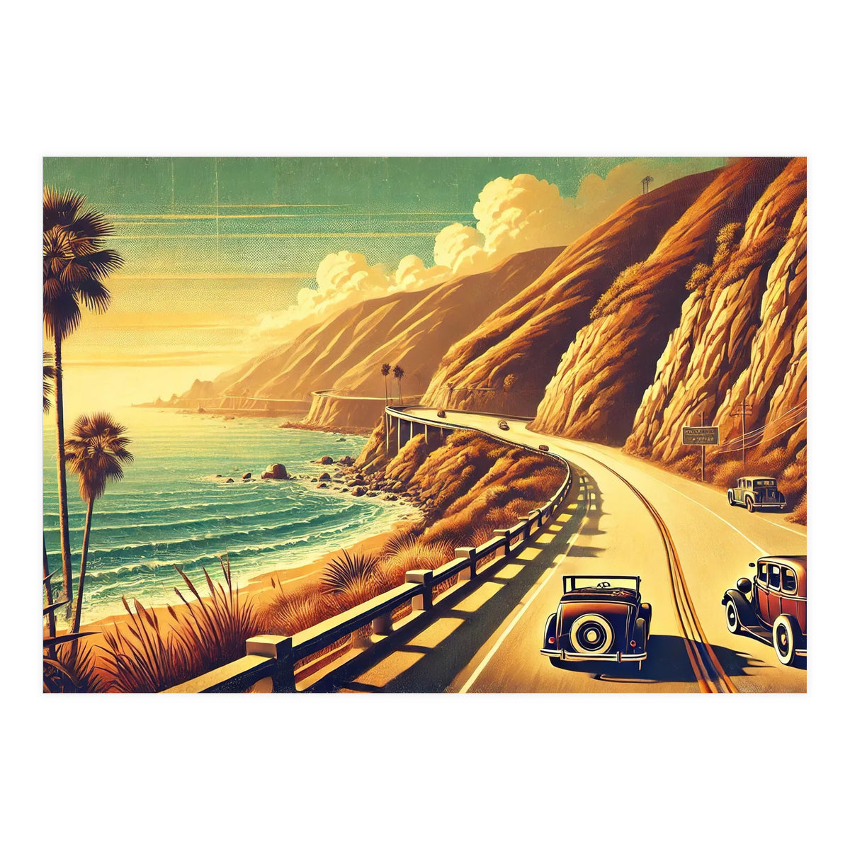 Vintage Coastal Road Journey Poster (Print Only)