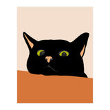 The Curious Cat, Black Cat, Funny Pets, Kitten, Cute Animals, Bohemian Eclectic Painting (Print Only) thumbnail