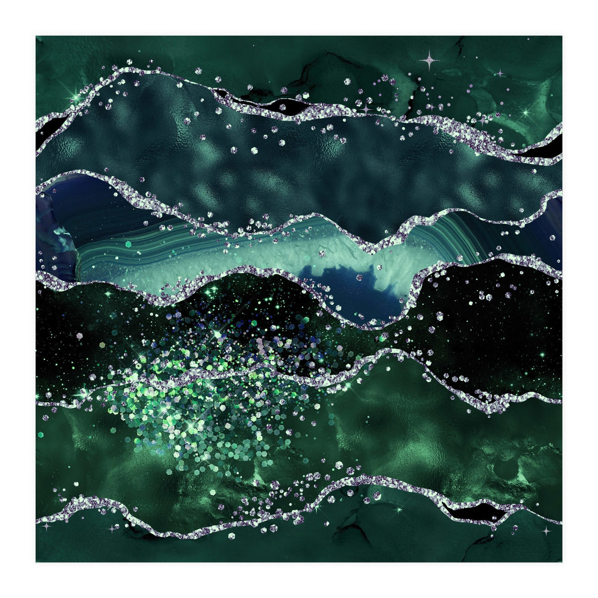 Emerald Glitter Agate Texture 05  (Print Only)