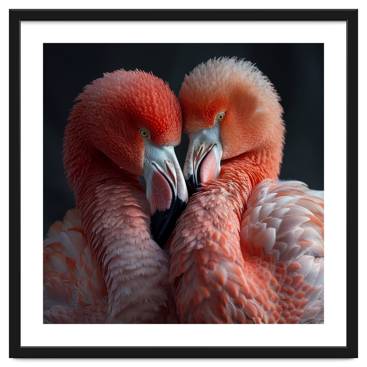 Two Flamingos Together Showing Affection