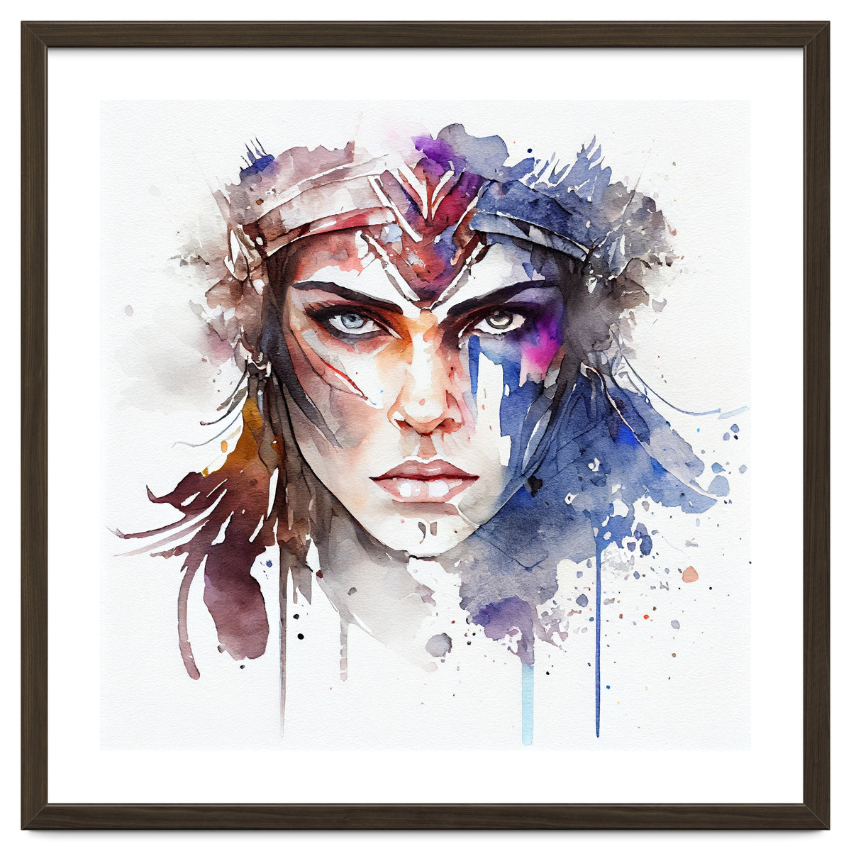 Watercolor Warrior Woman #1