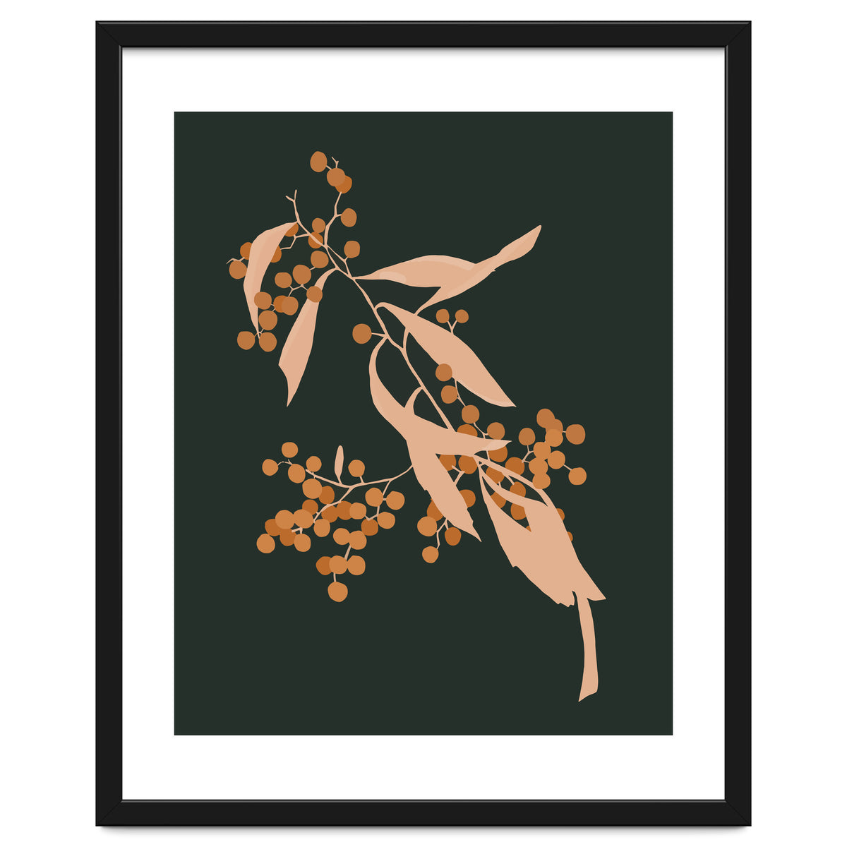 The Blooming Touch, Botanical Vintage Illustration, Dark Blush Bohemian Painting, Plants Nature Eclectic Classy Scandinavian