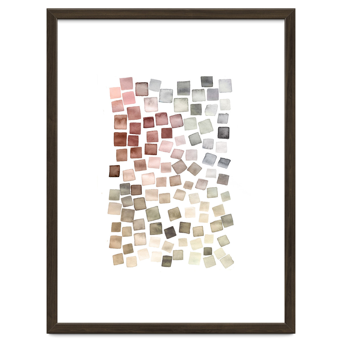 Watercolor Geometric Square Shapes Red