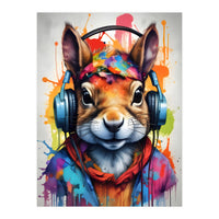 Squirrel In Headphones (Print Only)