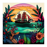 Folk Sunset Sailing Ship (Print Only) thumbnail