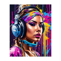 Girl In Headphones, Graffiti (Print Only)