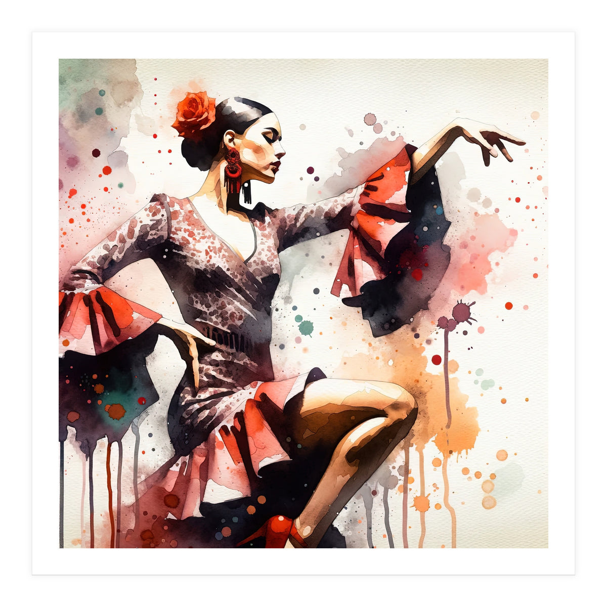 Scarlet Flamenco Side Pose (Print Only)