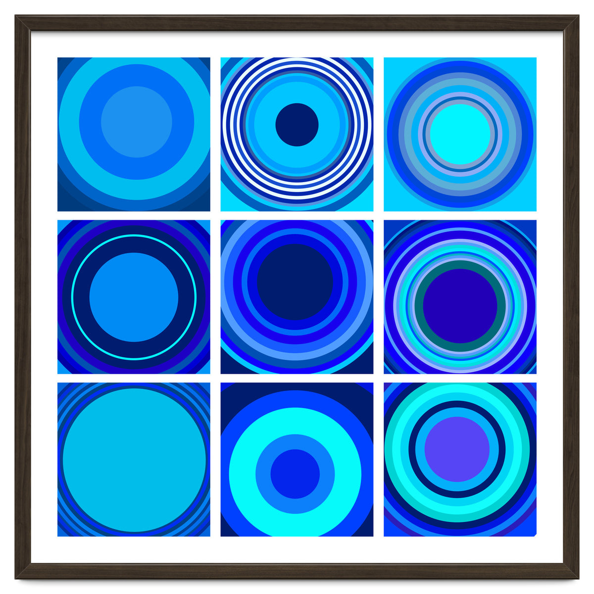 Circles & Rectangles Alt Blue 3 X 3: 3