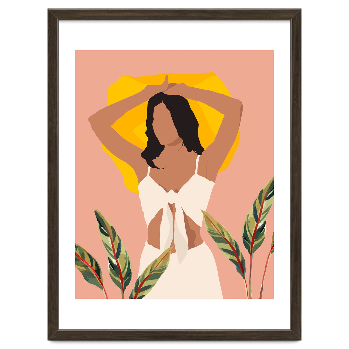 Fold Up The Sun & Take It Wherever You Go, Bohemian Woman Self Love Self Care Pastel , Plant Lady Tropical Boho Contemporary