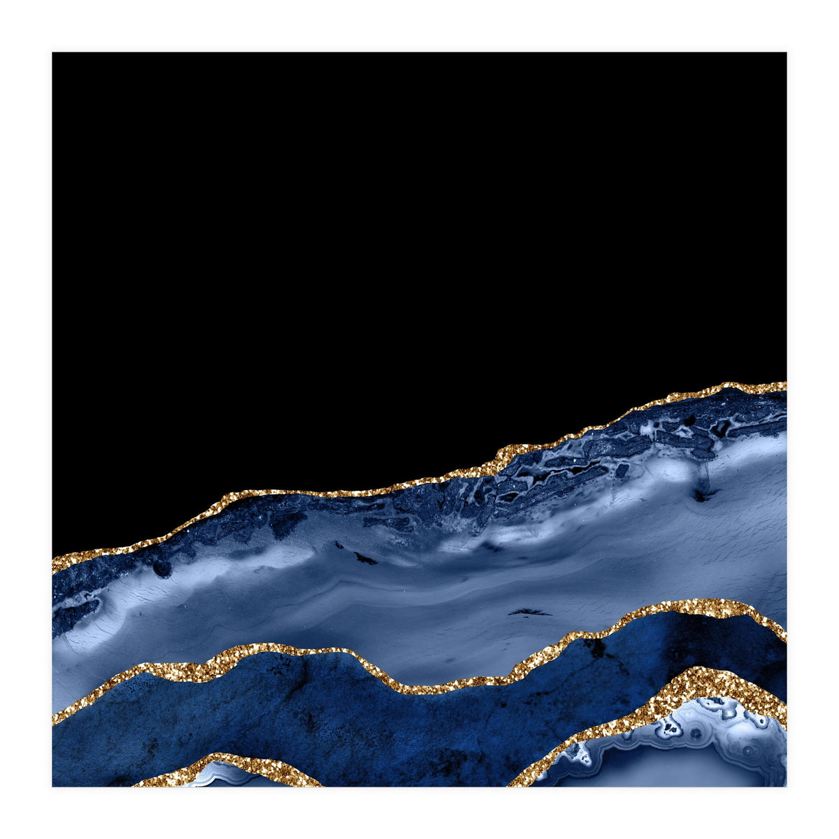 Navy & Gold Agate Texture 17 (Print Only)