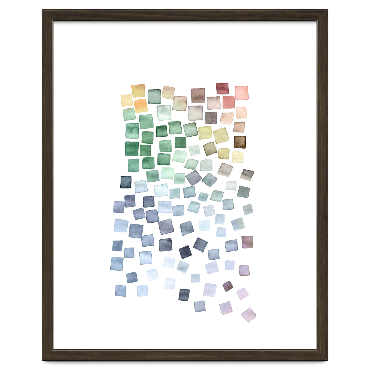 Watercolor Geometric Square Shapes Blue