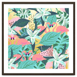 Flamingo Tropical, Colorful Modern Bohemian Eclectic Jungle Graphic Design, Blush Forest Gold Floral thumbnail
