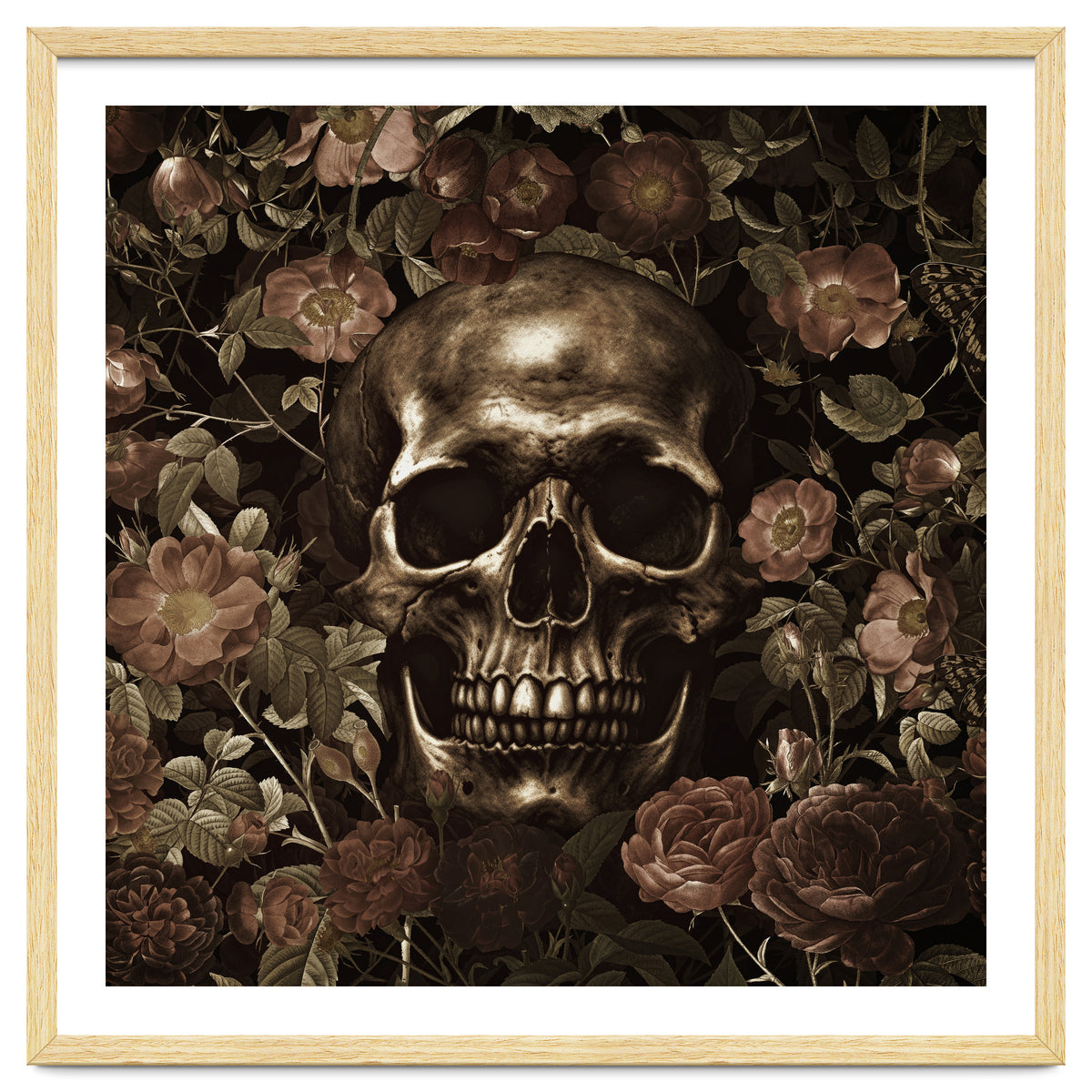 Baroque  Skull And Roses Night Garden