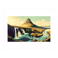 Vintage Iceland, Kirkjufell Mountain Poster (Print Only)