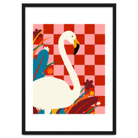 Checkers & The Great Egret, Wildlife Animals Maximalist Eclectic, Bold Heron Botanical Nature Jungle Bohemian