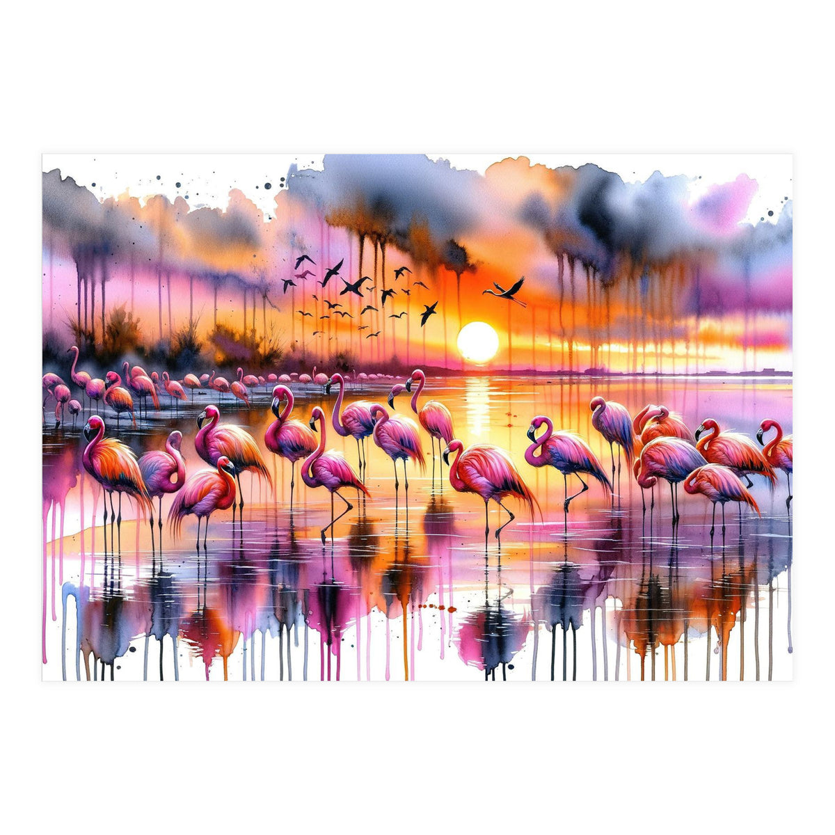 Flamingo Sunset On The Coast (Print Only)