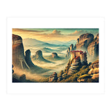 Vintage Greece, Meteora Monasteries Poster (Print Only) thumbnail