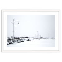 Street light and Bench in Winter snowscape