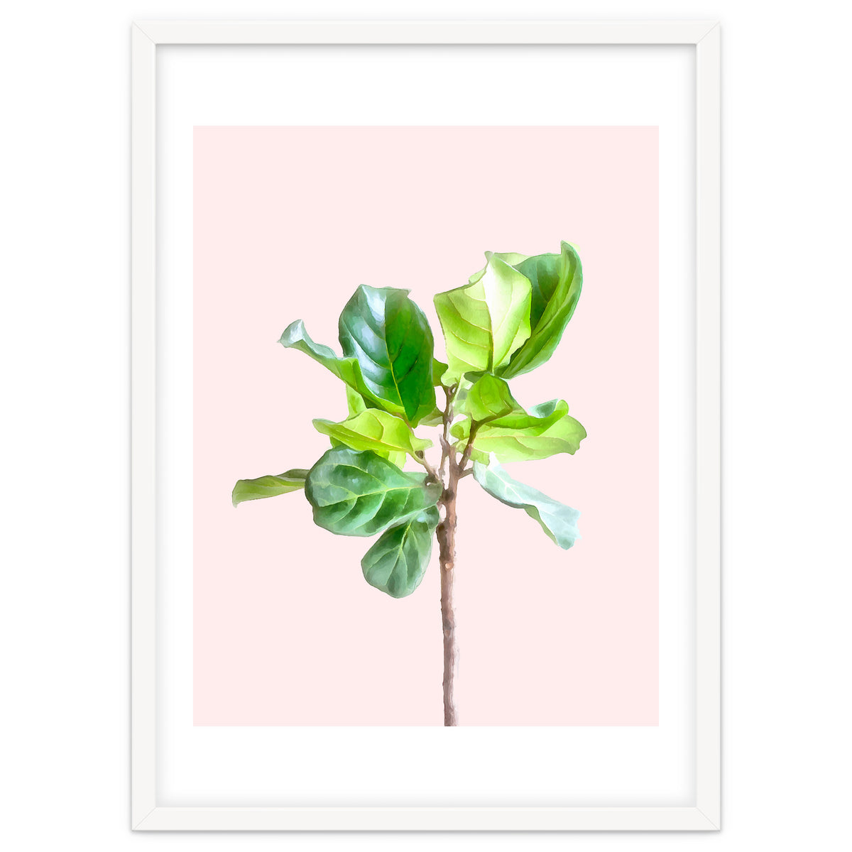 Intimate Energy, Blush Pastel Botanical Plant Minimal Painting, Pink Green Nature