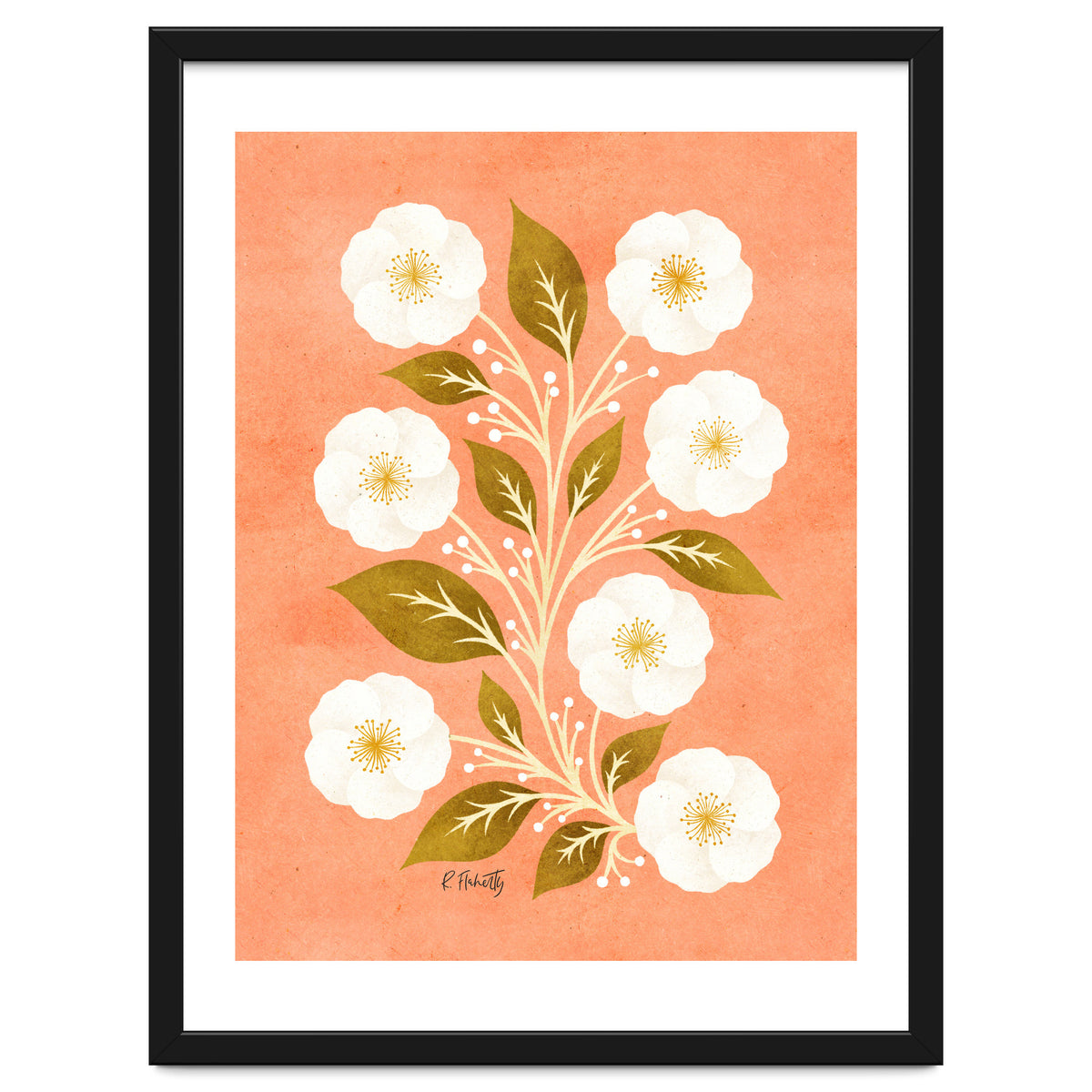 Peach, Ochre And Ivory Floral