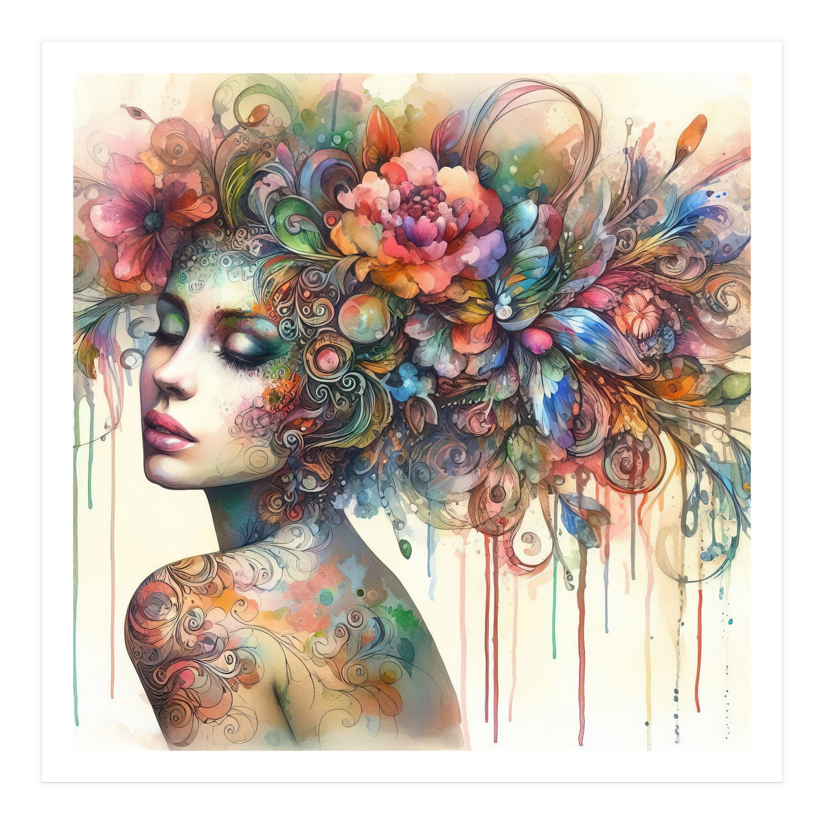 Dreamer with Floral Crown (Print Only)
