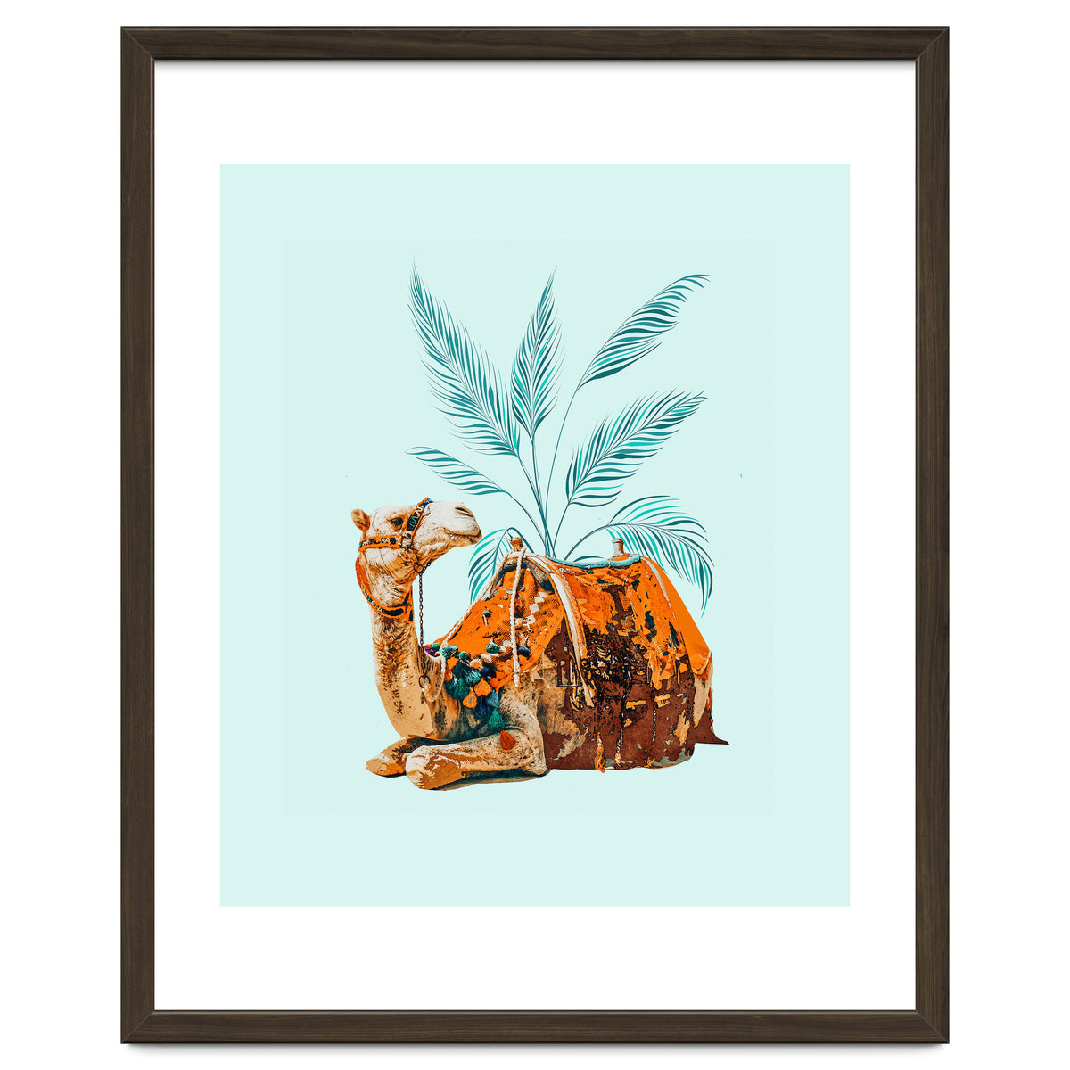 Camel Ride, Modern Bohemian Eclectic Animals, India Culture Travel Palm Desert Painting