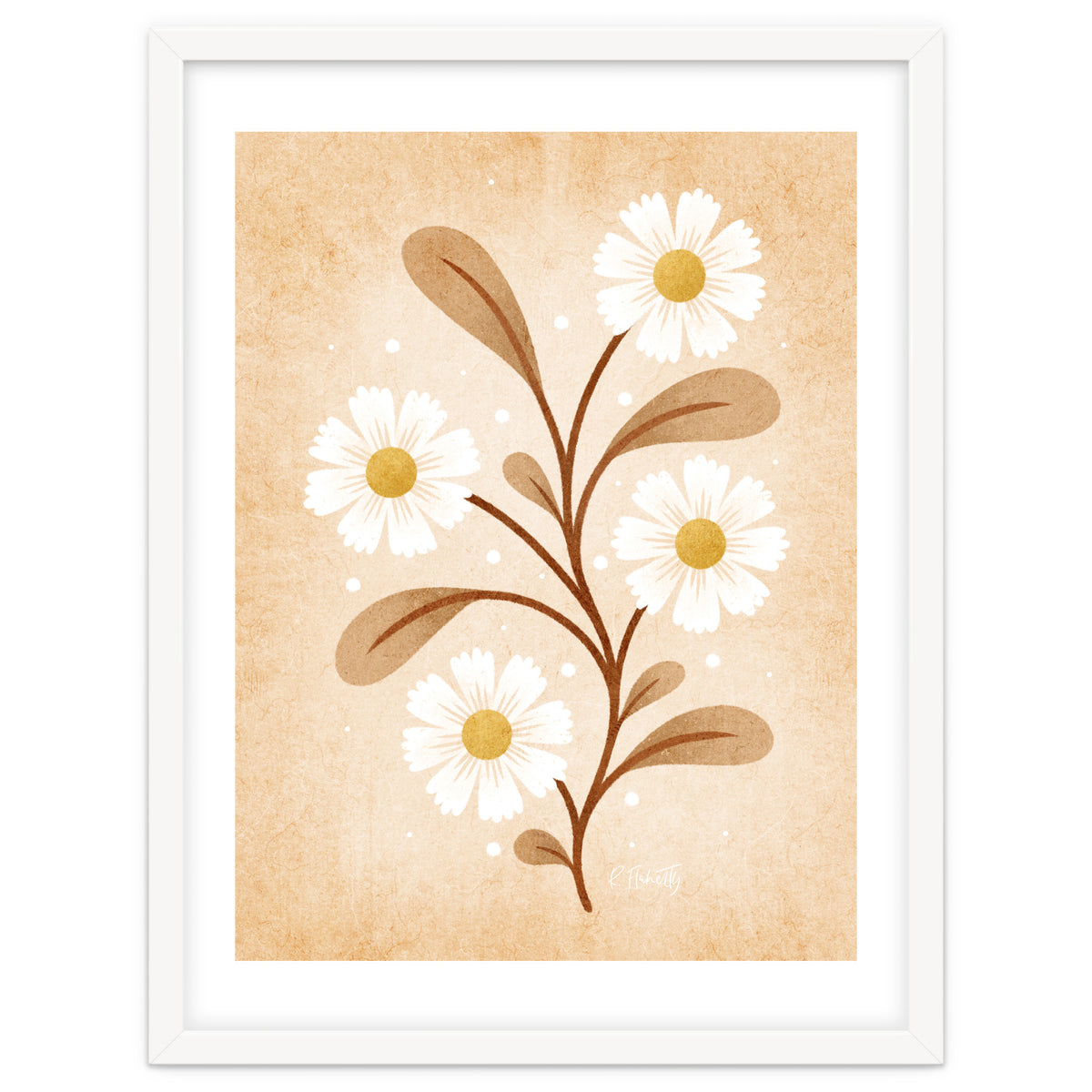 Vintage Beige Daisies