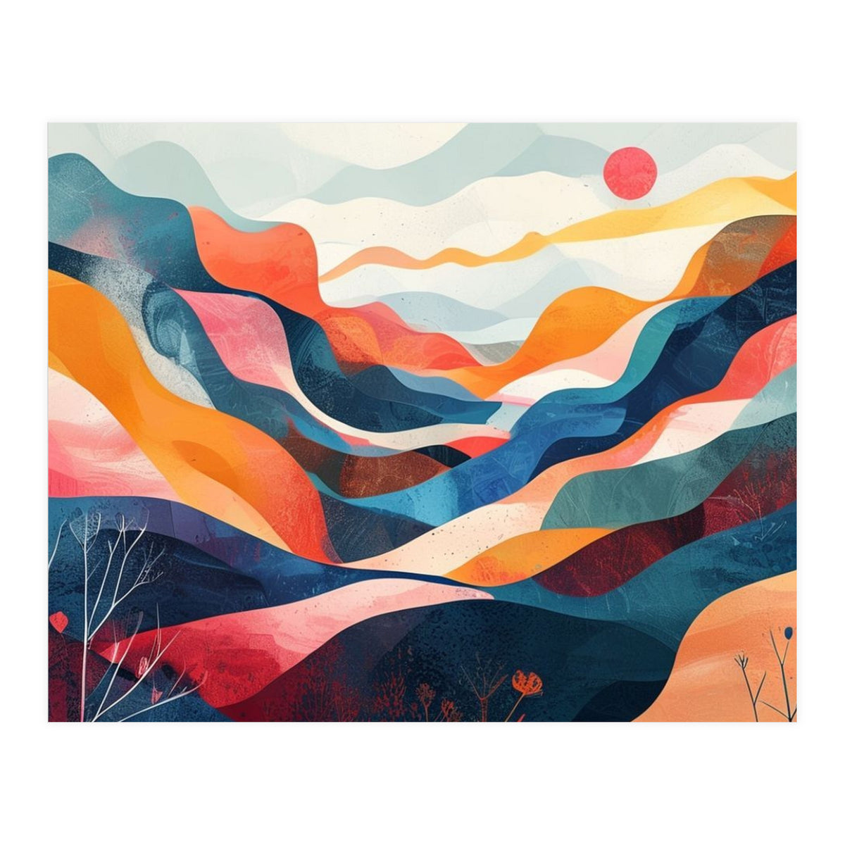 Abstract Mountain Landscape Art (Print Only)
