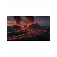 Volcanic Fury: Erupting Mountain Landscape (Print Only)