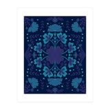 Clovers And Flowers Night Blue (Print Only) thumbnail
