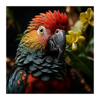 Vibrant Macaw Parrot With Red And Yellow (Print Only)