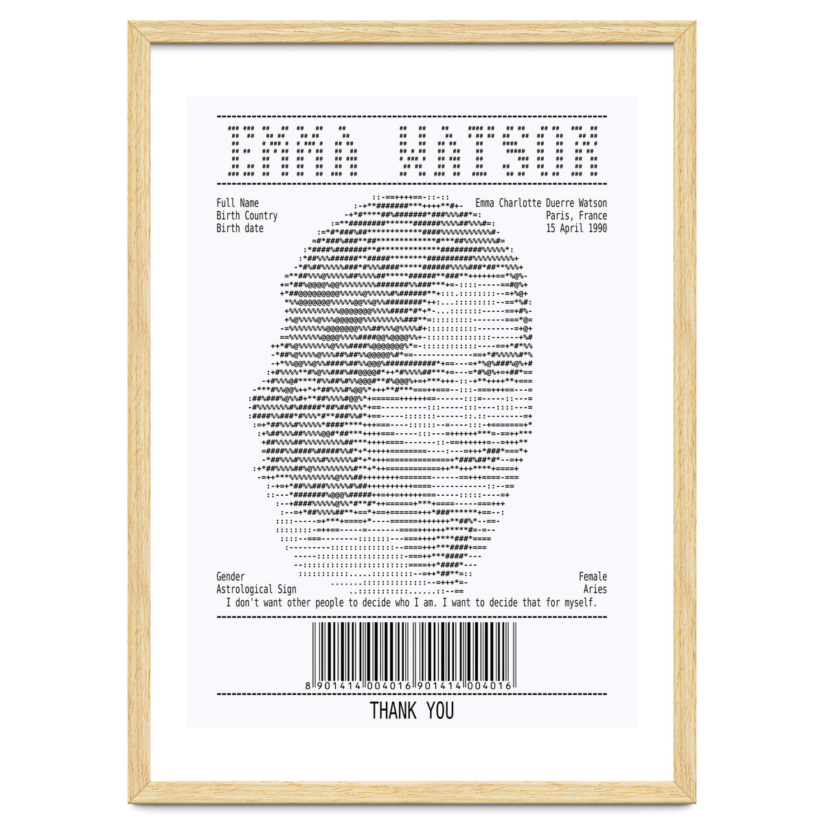 Receipt Art Emma Watson