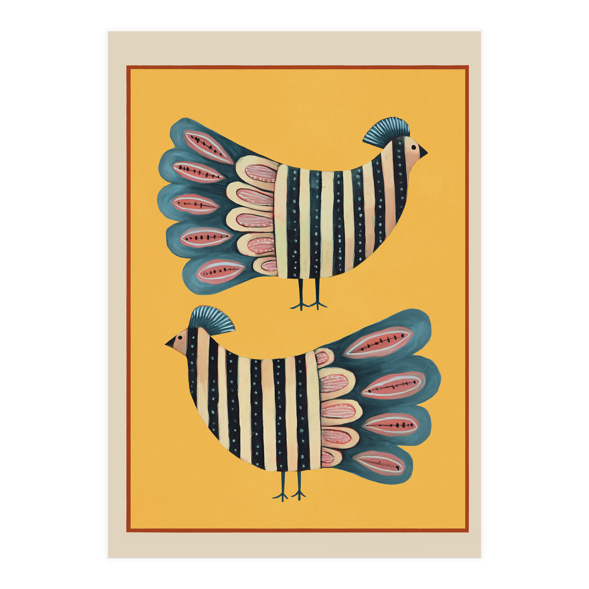 Striped Bird Pair II (Print Only)