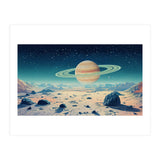 Alien Horizon: Saturn-Inspired Planetary Landscape (Print Only) thumbnail
