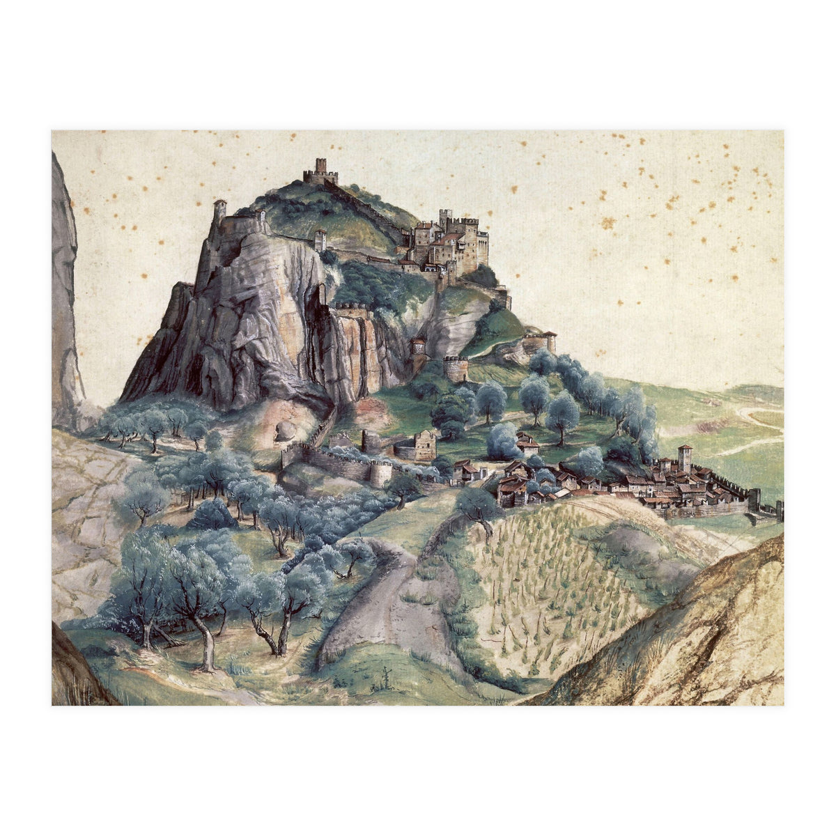 'Castle and Town of Arco', 1495, Watercolour on paper, 22,3 x 22,3 cm. (Print Only)