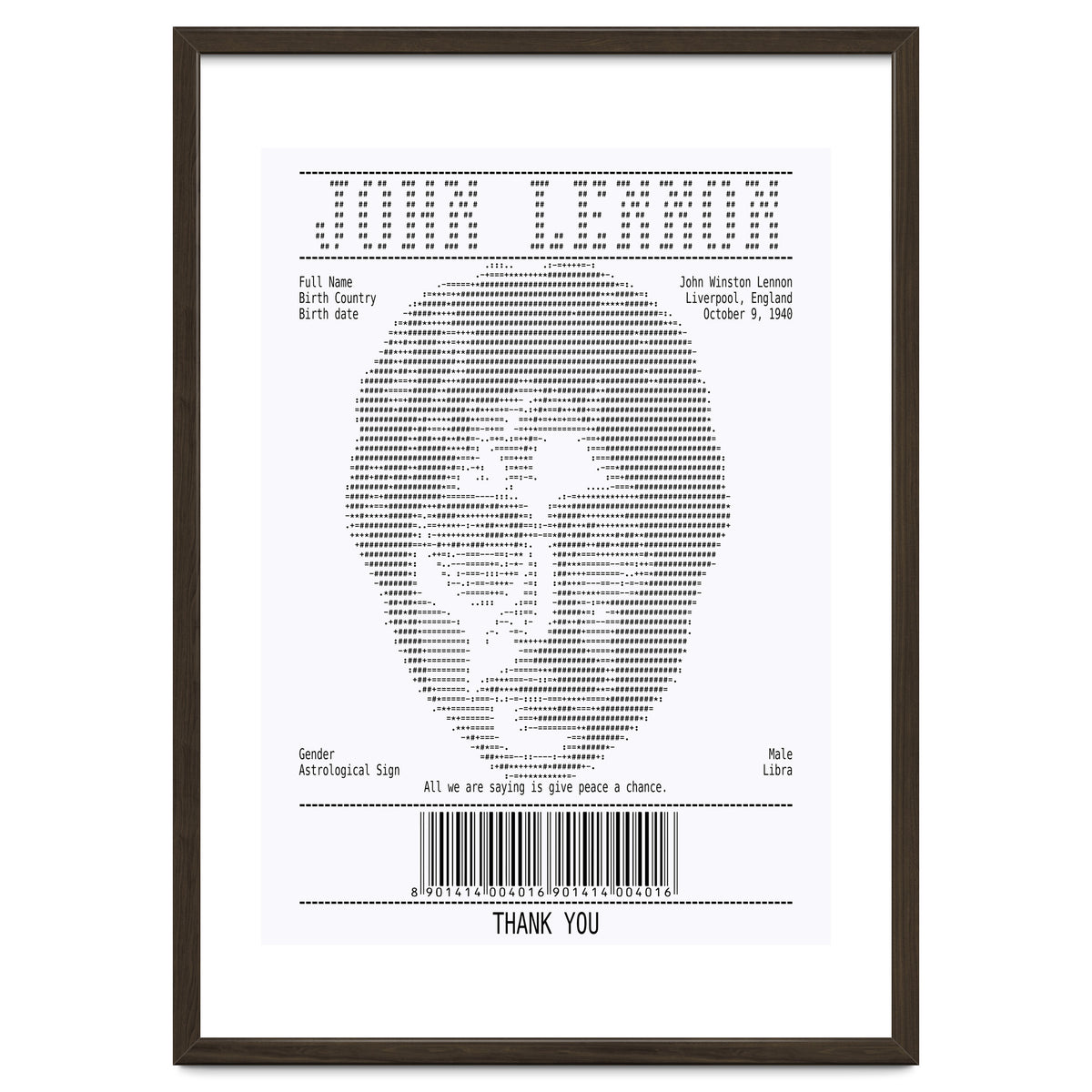 Receipt Art John Lennon Quotes