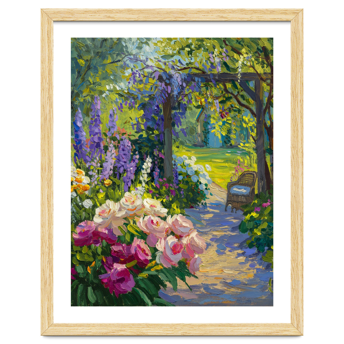 Serene Summer Garden Path Oil Painting