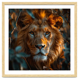 Close Up Majestic Lion Face Amidst Foliage thumbnail