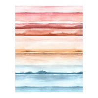 Watercolour Abstract Stripes Red Blue (Print Only)