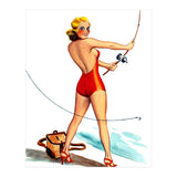 Pinup Girl Fishing On The Coast (Print Only) thumbnail