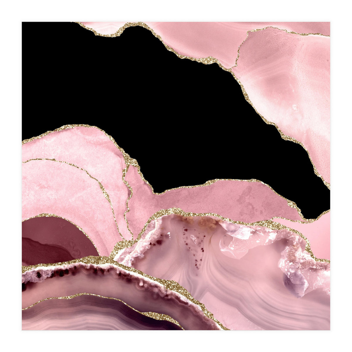 Blush & Gold Agate Texture 03  (Print Only)