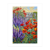 Vibrant Summer Poppy and Lavender Garden Oil Painting (Print Only) thumbnail