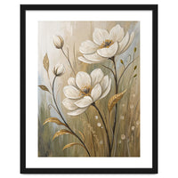 Elegant White Anemone Floral Oil Painting