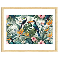 Tropical Toucans in Lush Jungle Foliage