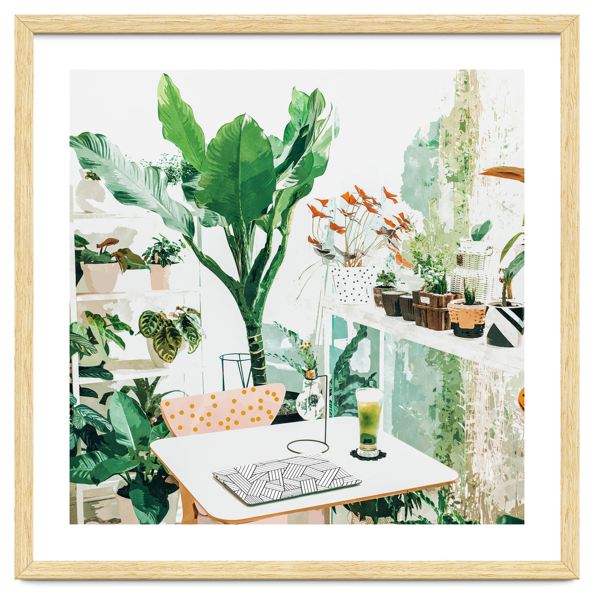 Junglow, Urban Jungle Botanical Home decor, Tropical Plants Interior Design Plant Lady Painting